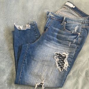 Torrid Cropped Fishnet Girlfriend Denim Jeans